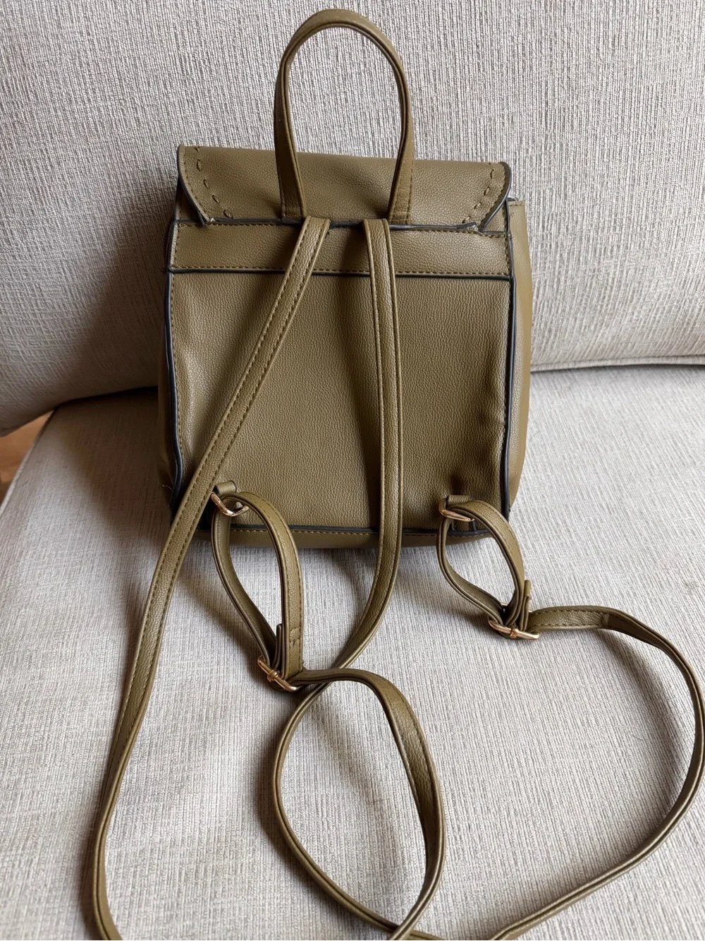 Olive Green Faux Leather Mini Backpack Crossbody Bag